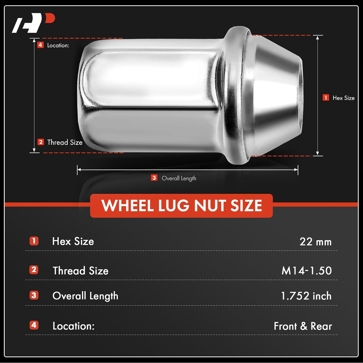 A-Premium 24-PC Wheel Lug Nuts M14-1.5 Compatible with GMC Sierra, Savana, Yukon & Chevrolet Silverado, Avalanche, Suburban, Tahoe, Traverse & Buick Enclave & Cadillac Enclave & Outlook