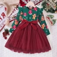 thumbnail image 3 of iiniim Baby Girls Outfits Toddler Kids Long Sleeve Xmas Holiday Party Mesh Midi Dress Red Gingerbread Man 110/5Y, 3 of 7