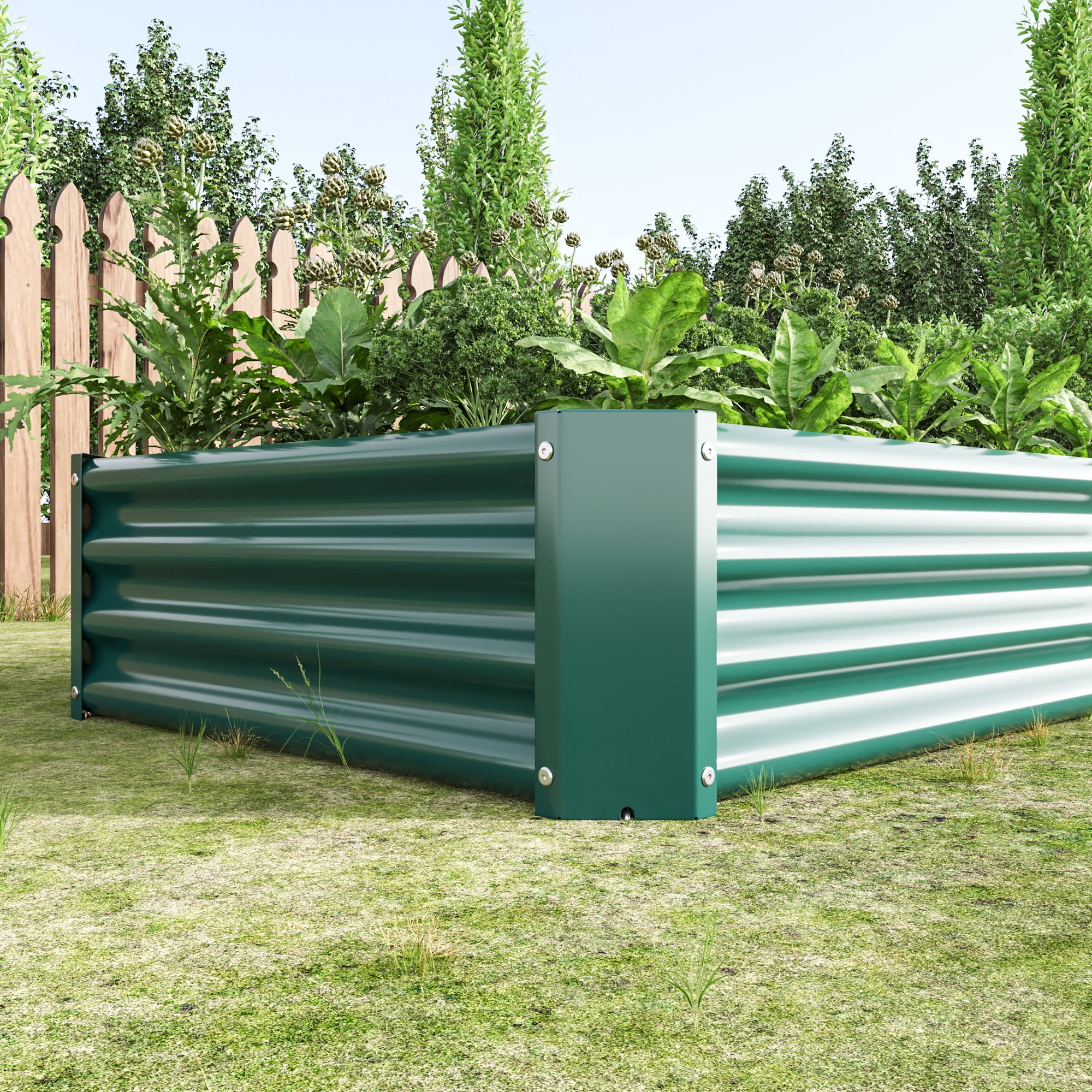 Miniyam 6×3×1ft Metal Raised Garden Bed, Rectangle Raised Planter for Flowers Plants, Vegetables Herb, Green