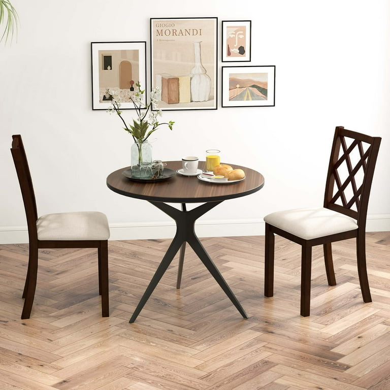 Costway Set of 2 Dining Chairs Wood Kitchen Side Chair with