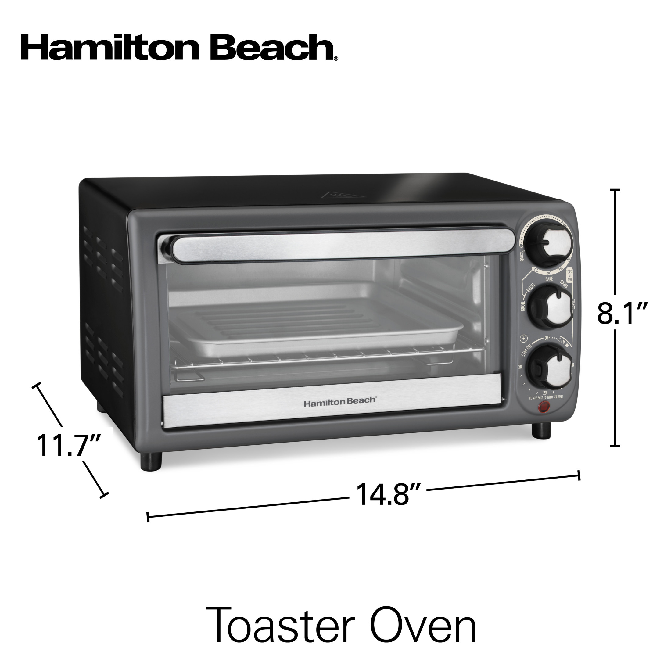 Hamilton Beach 4-Slice Countertop Toaster Oven Grey photo 8
