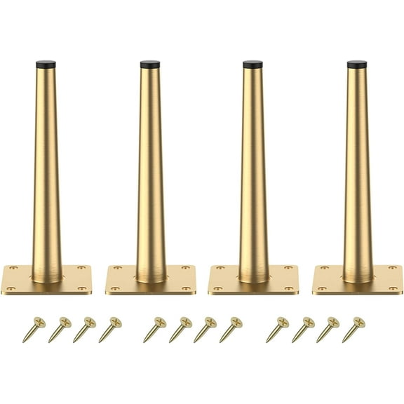 NAMZI 4Pcs 8Inch (20cm) Brushed Gold Straight Furniture Legs, Mid-Century Modern Replacement Legs for Coffee Table, Sofa, TV Cabinet & Chair
