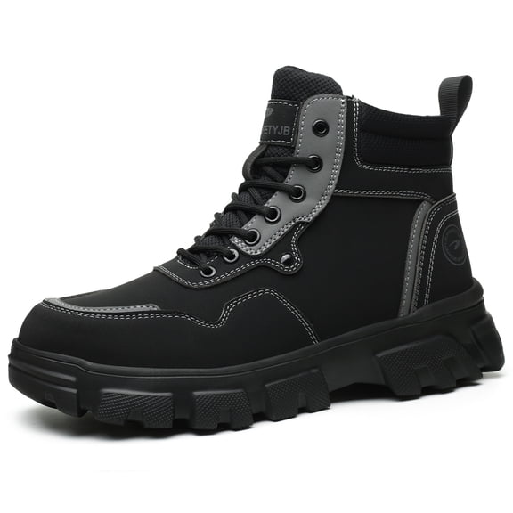 YOURDIARY Mens Steel Toe Safety Work Shoes, Puncture Resistant & Non-Slip Industrial Construction Boots