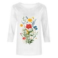 thumbnail image 4 of Busydd Womens Tops Casual 3/4 Lenght Sleeve Going Out Tops for Women Trendy Floral Print Summer Tops Comfortable Versatile Spring Tops Tees, 4 of 4