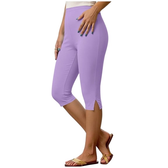 Edvintorg Capri Pants for Women High Waisted Casual Athletic Stretch Slim Fit Yoga Legging Fashion Clothing Women Purple XL