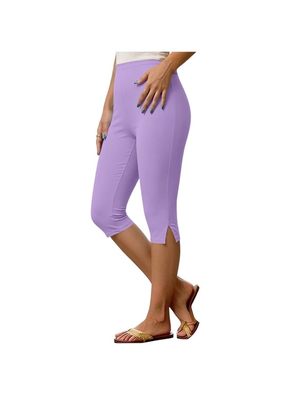 Summer Capris for Women Casual Stretch High Waisted Yoga Legging Lightweight Athletic Workout Gym Cropped Trouser