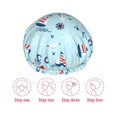 thumbnail image 5 of KLL Sailboats Anchors Pattern Shower Cap & Bath Cap for Women,Reversible Oversized Waterproof Shower Caps for all Hair Lengths,Elastic Reusable Bathing Hair Cap, 5 of 6