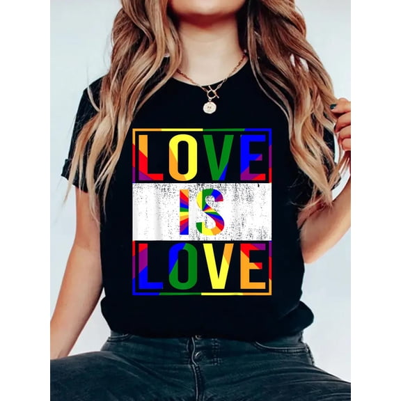 100% Cotton Love is love gay pride month LGBT community CSD Pride T-Shirt Women's Graphic Tee Casual Tops