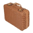 thumbnail image 1 of Cesta de almacenamiento,Cesta tejida tipo maleta de imitación de ratán,Estuche de almacenamiento tejido a mano Organizador de cosméticos,Contenedor multiusos con tapa para baño,Caja de S, 1 of 8