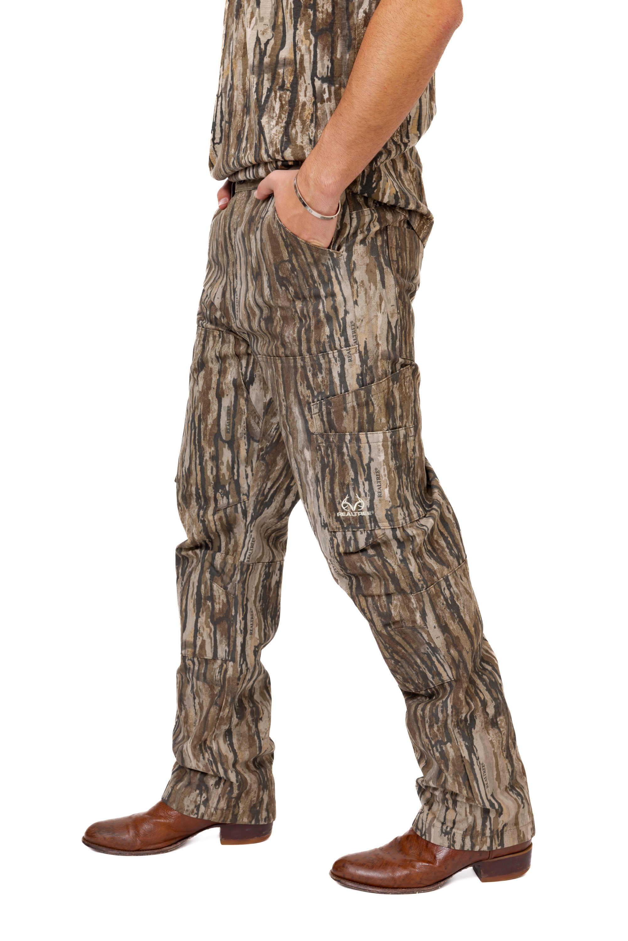 Realtree Men's Camo Farmhand Pants, Cotton Duck Canvas, Water