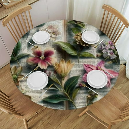 

Sheronv Flowers Leaves Round Tablecloth Stain Resistant Washable Indoor Outdoor Kitchen Dining Wedding Parties 100% Polyester Washable Home Kitchen Outdoor Decoration Picnic Camping Party 42 -46