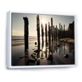 thumbnail image 2 of Designart "Pier Reflections Beach Photo II" Nautical & Beach Floater Framed Wall Art Print, 2 of 7