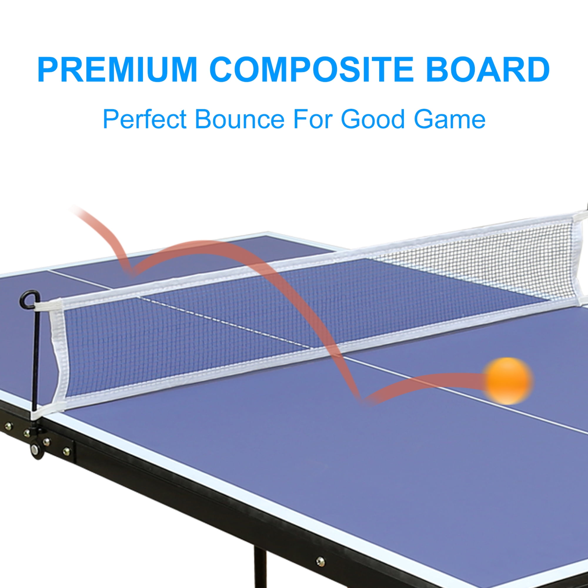 4.5FT Portable Ping Pong Tables Set,Foldable Table Tennis Table with Net,2 Paddles & 3 Balls, Professional MDF Tables for Indoor/Outdoor Multi-Use Free Standing Ping Pong Table,Blue