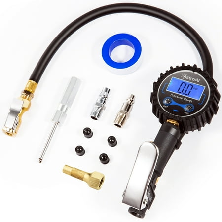 Chuck Inflator (AstroAI Digital Tire Inflator with Pressure Gauge, 250 PSI Air Chuck and Compressor Accessories Heavy Duty with Rubber Hose and Quick Connect Coupler for 0.1 Display Resolution ,)
