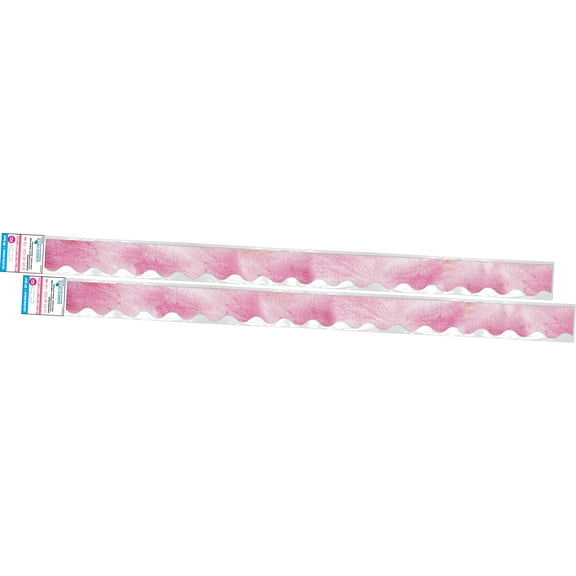 Barker Creek Double-Sided Scalloped Border 2-Pack, Pink Tie-Dye, Decorate Galore with 78' of Scalloped Border, Coordinating Designs Printed On Both Sides for Twice The Value, 2.25" x 78' (4332)