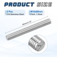 thumbnail image 2 of Uxcell 2Pack M10x80mm 316 Stainless Steel Fully All Threaded Rod Studs, 1.5mm Pitch, 2 of 6