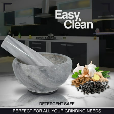 Mortar and Pestle Set with Anti Scratch Pad, Pestle and Mortar, Perfect for Spices, Herbs, Seasonings, 1 Cup-Capacity, Detergent Safe, 4 inch