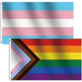 thumbnail image 1 of 2Pack Set Progress and Transgender Flag 3x5Ft - Support Pride Love LGBT - House Decoration Banner Small Yard Gift, 1 of 4