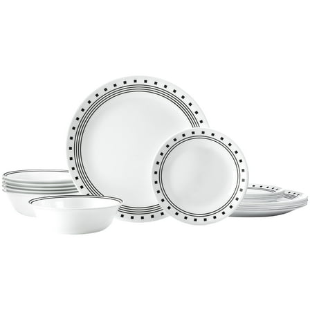 Corelle City Block 18-Piece Glass Dinnerware Set (Service for 6)
