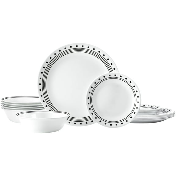 Corelle City Block 18-Piece Glass Dinnerware Set (Service for 6)