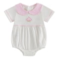 thumbnail image 4 of Tigivemen Unisex Newborn Outfits Short Sleeve Lapel Rompers Embroidery Fall Clothes Baby Bodysuits Size 12-18 Months,Pink, 4 of 5