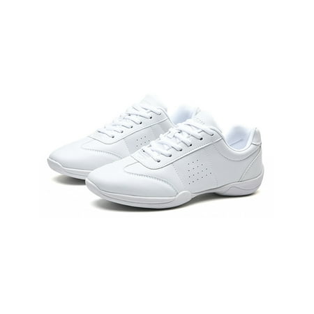 

Difumos Womens Comfort Cheerleading Shoes Breathable Round Toe Dancing Sneakers Youth Girls Cheer Shoes White 11 Y