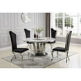 thumbnail image 2 of 6pc. White Marble Dining Set with Lazy Susan and Silver Stainless Steel, 2 of 4