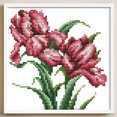 thumbnail image 4 of Kit de punto de cruz Wdftyju flores impresas orquídeas bordadas 14 quilates 17x17 cm, 4 of 9