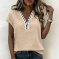 thumbnail image 6 of Lmueinov Women's Boho Cap Sleeve Lace Trim V Neck Tops 2026 Summer Casual Loose Beach Vacation Tee Shirts Blouse, 6 of 8