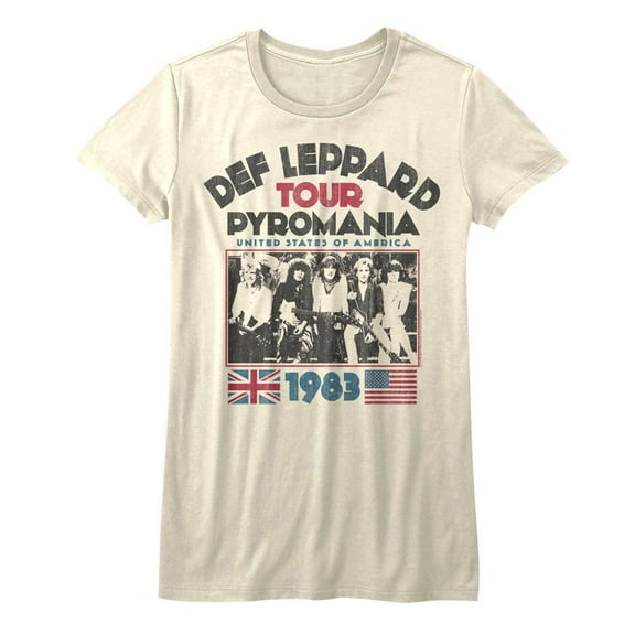 Def Leppard Pyromania USA Tour 1983 Women's T Shirt (Ivory, Women'sM)
