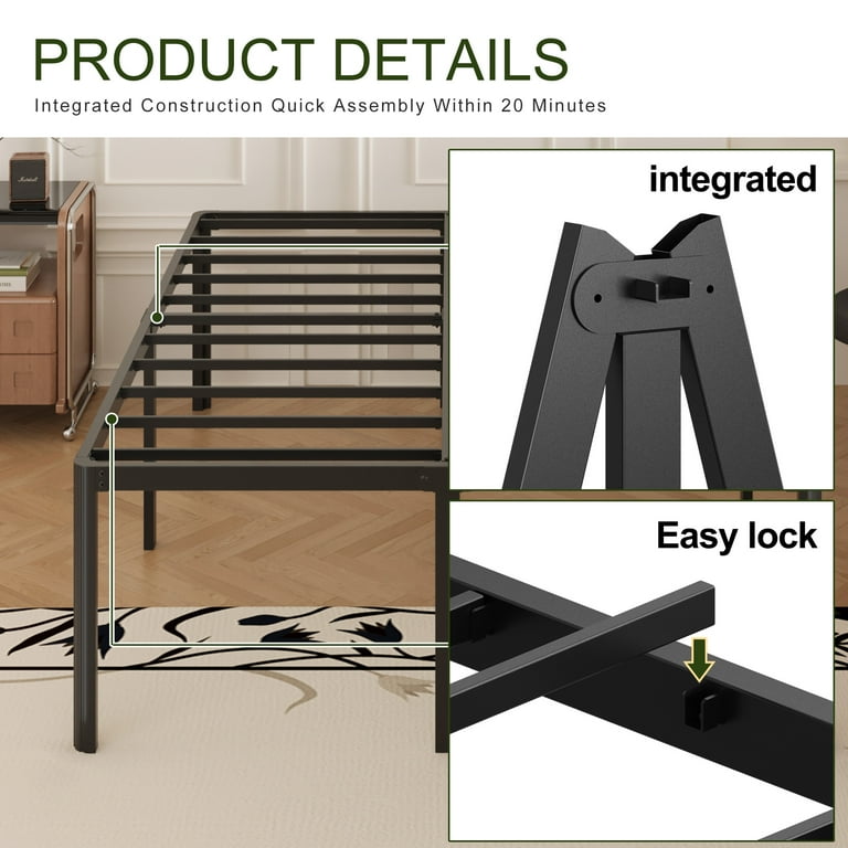 Lutown-Teen 24 Inch High Twin Bed Frames with Rounded Corner