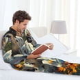 thumbnail image 6 of Naloa Sunflower Field Spotted Dog Men’s Pajamas Set - Long Sleeve Button Down Sleep Shirt and Pajama Bottoms Sleepwear Set-XX-Large, 6 of 7