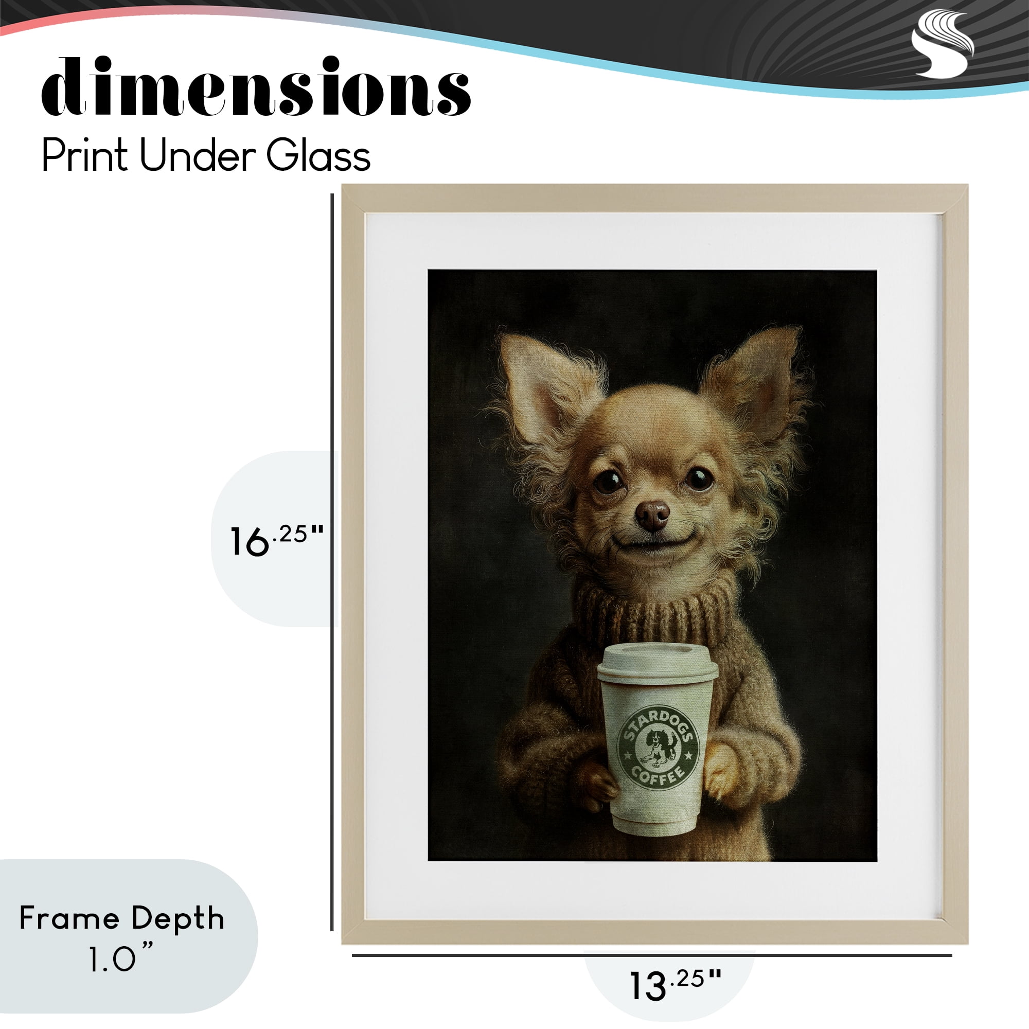 Stupell Industries Espresso Pup in Cozy Sweater Birch Framed Print Under Glass, design by Svetlana Aleynikova