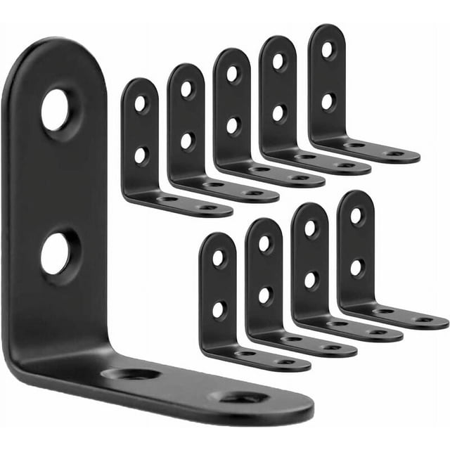 30 Piezas Soportes de Fijación Negros de Acero Laminado en Frío 40x40 mm, Refuerzos de Esquinas Metálicos para Fijación y Reparación de Muebles, Juntas Reforzadas, Negro