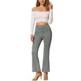 thumbnail image 2 of Pantalones Flare Sólidos de Mujer INSPIRE CHIC con Cremallera Lateral Oculta de Suede Sintético Color Gris, 2 of 5