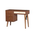 thumbnail image 5 of Contemporary 3 Pieces Rattan Bedroom Set with Full Platform Bed Frame, 1 Vintage Nightstand and 1 Makeup Vanity Set with Stool, Walnut, 5 of 17