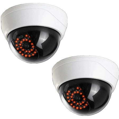 

MaximalPower Fake CCTV Security Dummy Dome Camera with Red LED Light for Home Shop Business etc. (2 Pack)