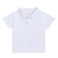 thumbnail image 3 of Cowsor Unisex Kids Solid Color Stretch Cotton Short Sleeve Polo Shirt Casual Summer Top for 2-6 Years Old Daily Play, 3 of 3