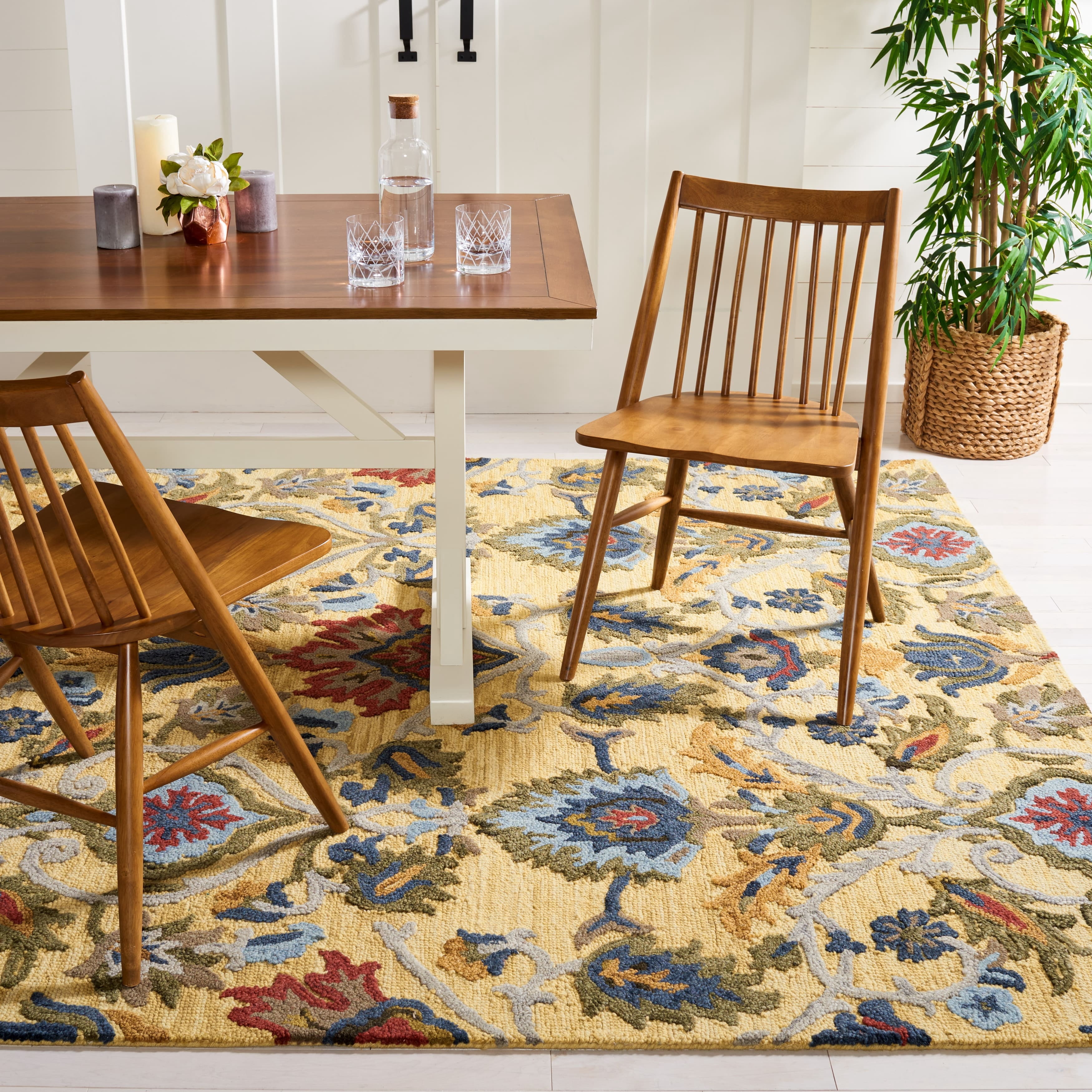 SAFAVIEH Blossom Lennon Floral Wool Area Rug, Charcoal/Multi, 11' x 15'