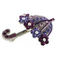 thumbnail image 2 of Purple Flower Umbrella Amethyst Swarovski Crystal Pin Brooch, 2 of 3