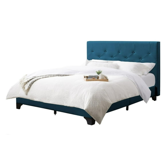 CorLiving Nova Ridge Upholstered Adult Full Size Platform Bed Frame with Headboard - No Box Spring Required