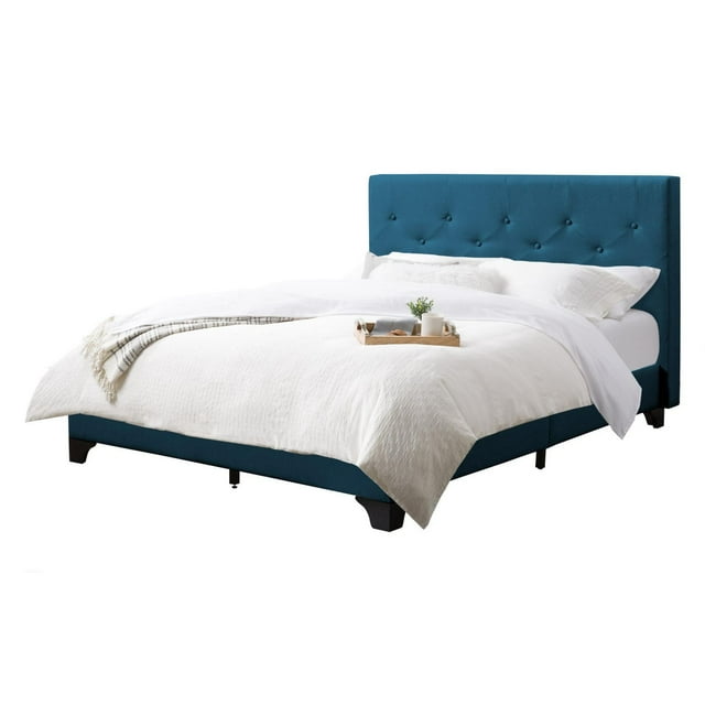 CorLiving Nova Ridge Upholstered Adult Full Size Platform Bed Frame with Headboard - No Box Spring Required