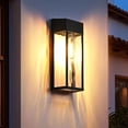 thumbnail image 2 of FKHouse 2 Pack Black Solar Outdoor Black Wall Light with LED Bulb, Dusk to Dawn & Waterproof for Patio, Garden, 2 of 8