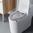 thumbnail image 3 of SHENGXINY Toilet Seat Cover Pads Stretchable Washable, Lovely Foam Warm Washable Non-Slip Universal Toilet Pad Gray 16.5x16.5in, 3 of 6