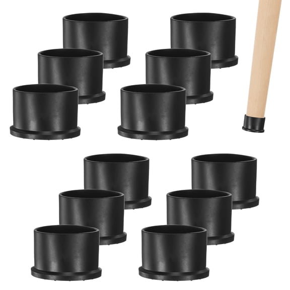 Uxcell 12 Pack Chair Leg Caps 1-3/4 inch Polyvinyl Chloride Chair Leg Floor Protectors Round Cover End Tips Black