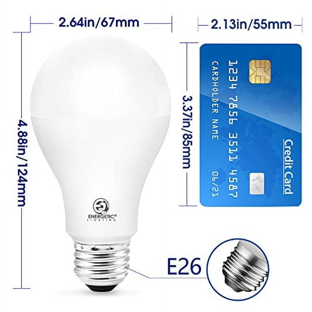 ENERGETIC A21 LED Light Bulb, Super Bright, 2600 High Lumens, 150 Watt Equivalent, Daylight 5000K, Non-Dimmable,E26 Base, UL Listed, 6 Pack