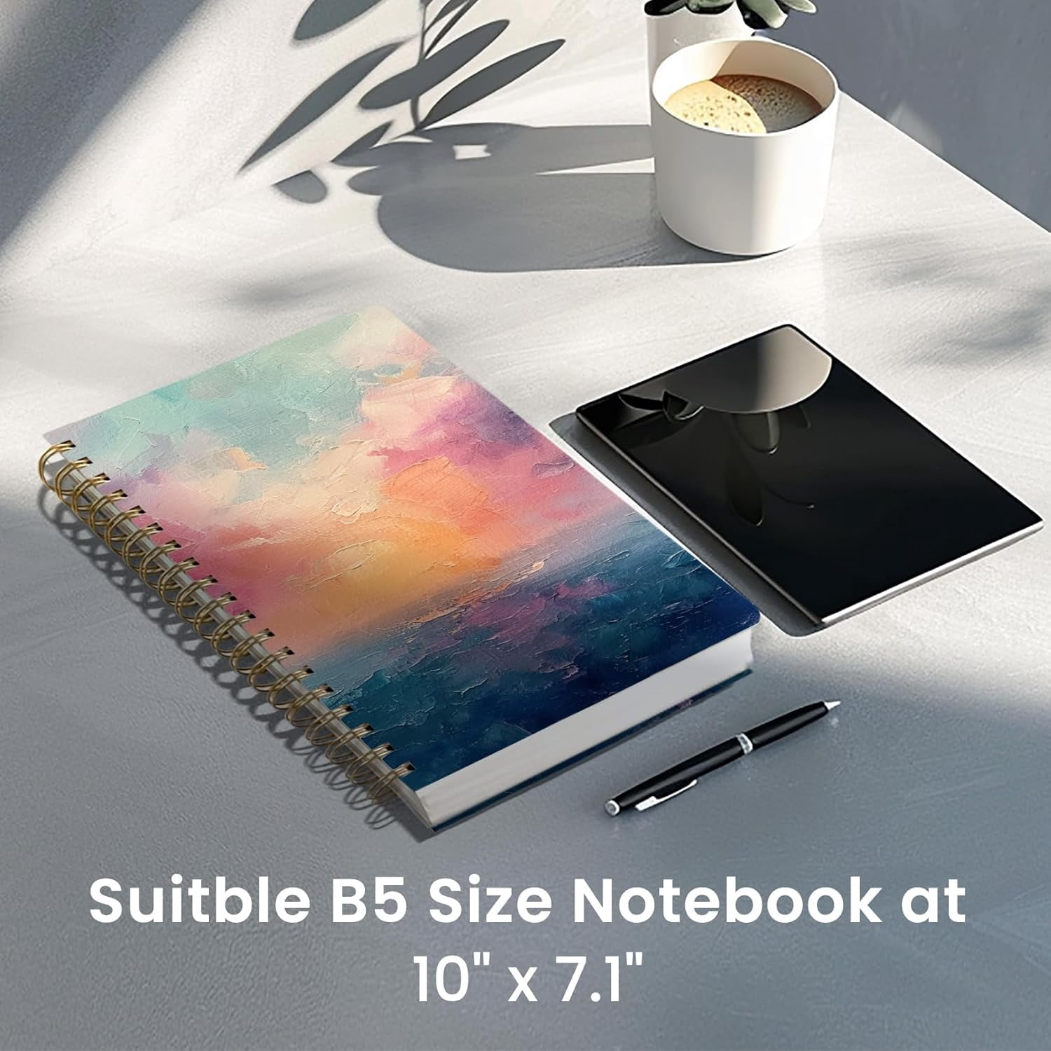 AP Lined Spiral Notebook Journal for Work, 300 Pages Thick B5 (7.1"x10") College Ruled Journal for Women & Writing, Hardcover Notebook for Note Taking, Perfect for Office Home School Supplies, Sunset