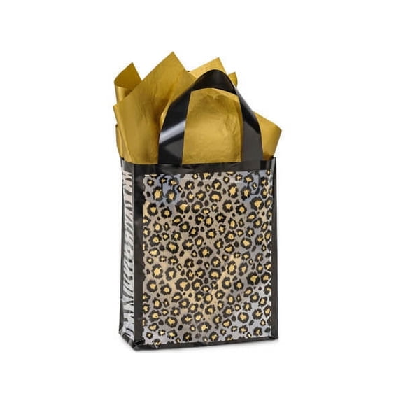 Pack Of 25, Cub Leopard Safari Plastic Bags 3 Mil Shopping Bags 8 X 4 X 10" For Gift Packaging