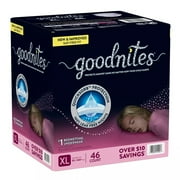 Goodnites Nighttime Bedwetting Underwear for Girls XL (95-140 Pounds) 46 Count