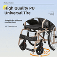 thumbnail image 2 of Aluminum Foldable Lightweight Adult Wheelchair, New Square Tube Design, 18 Inch Seat, Locking Hand Brakes, 22 Inch Rear Wheels, Champagne Gold, 2 of 11